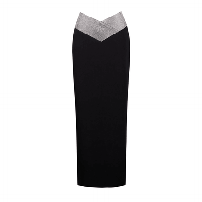 Black Strapless Crystal Embellished Two Piece Set